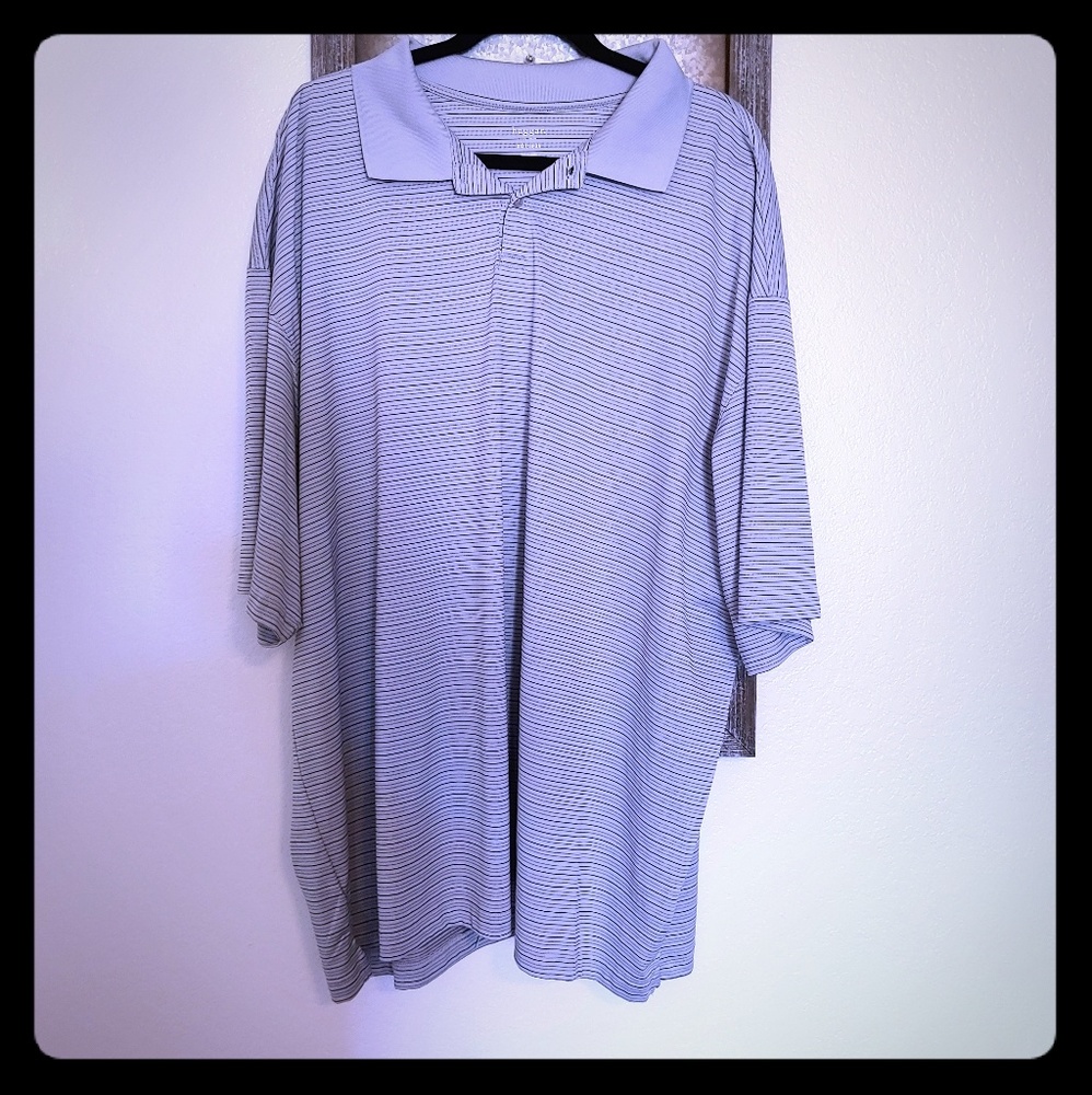 Haggar Big Men's Gray Striped Polo Shirt